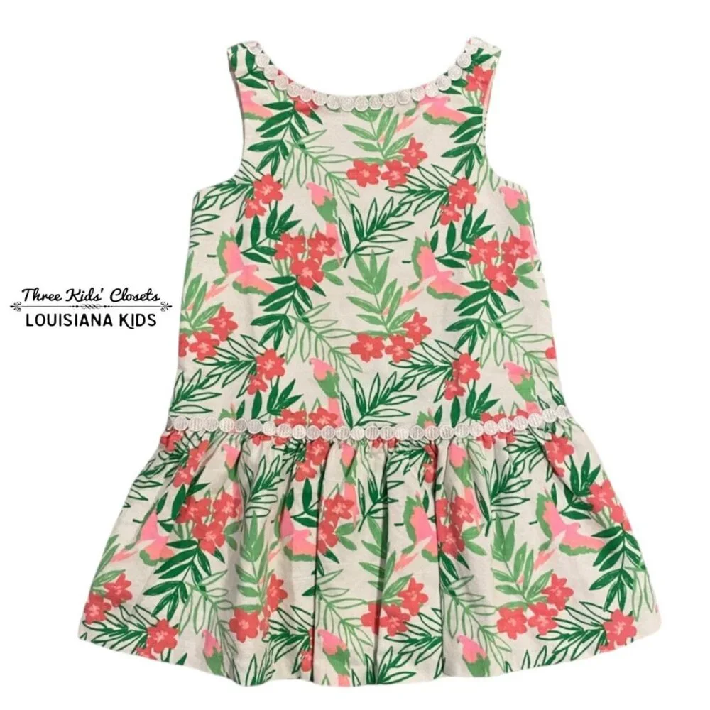 Janie and Jack Sz 3 Tropical Macaw Birds & Flowers Dress